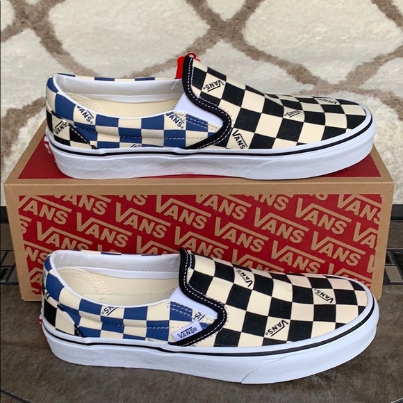 •VANS CLASSIC SLIP-ON BIG CHECK Black/Navy Men’s - Picture 15 of 16